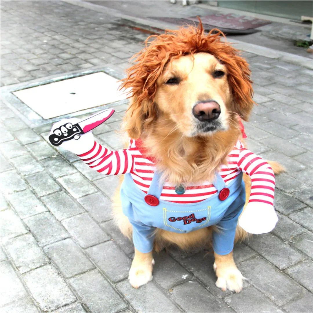 Dog Cat Pet Funny Costume Chucky Deadly Doll.