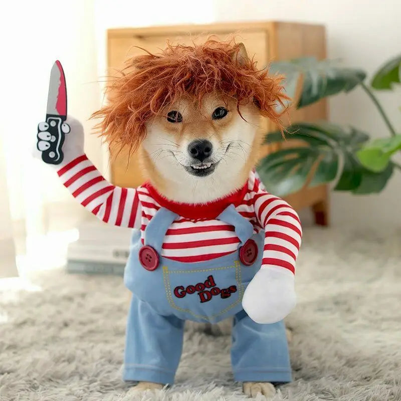 Dog Cat Pet Funny Costume Chucky Deadly Doll.