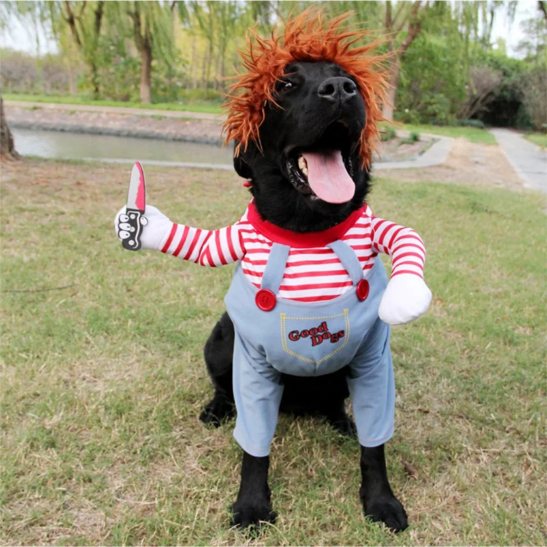 Dog Cat Pet Funny Costume Chucky Deadly Doll.