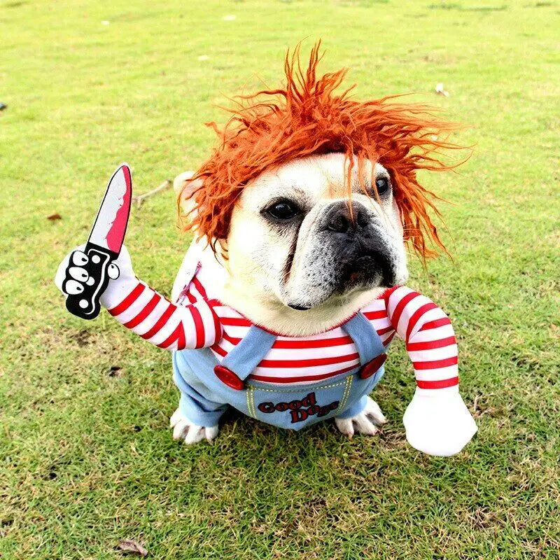 Dog Cat Pet Funny Costume Chucky Deadly Doll.